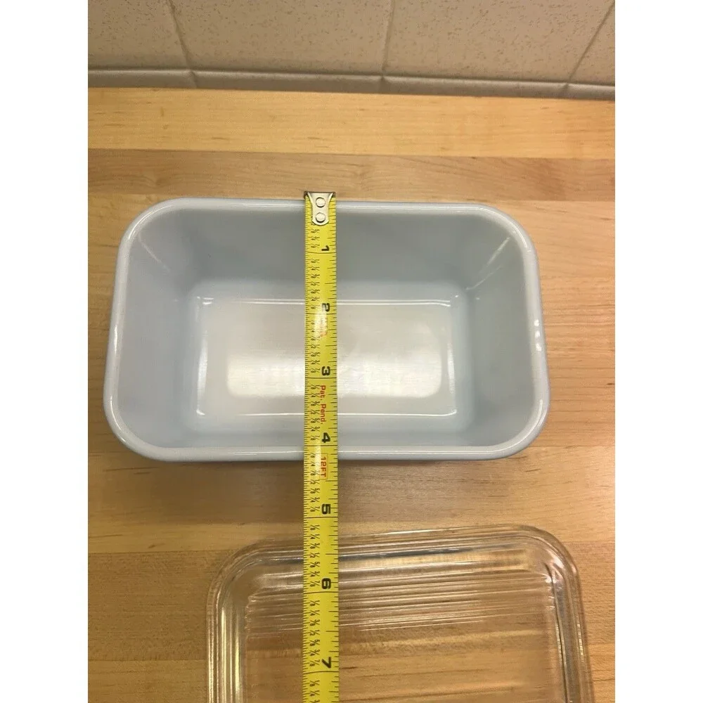 Vtg Pyrex 502-B Blue Refrigerator Dish w 502-C Lid Covered Dish Made USA READ